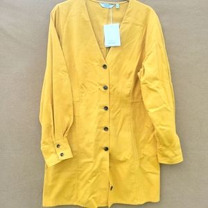 & Other Stories Mustard Yellow Button-Up Dress